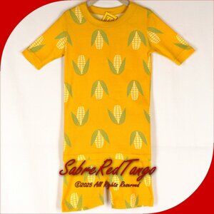 NWT Hanna Andersson Organic Short Johns Pajamas Summer Corn Print 110 5